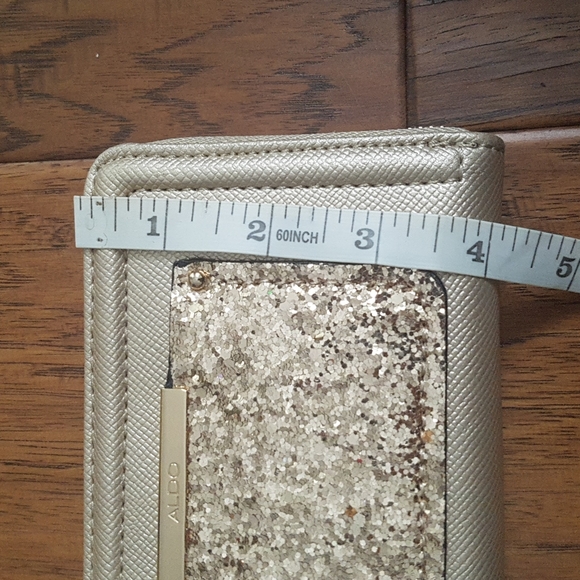 Aldo Gold Glitter Patch Wallet with Detachable Wristlet Strap - Picture 7 of 12